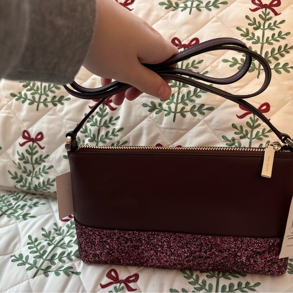 Kate Spade Maroon and Pink Glitter Wristlet